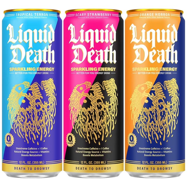 Liquid Death Sparkling Energy.
