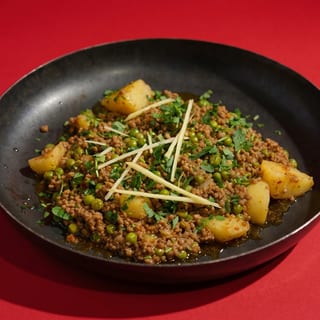 Aloo Matar Qeema (Potatoes, Peas, Ground Meat)