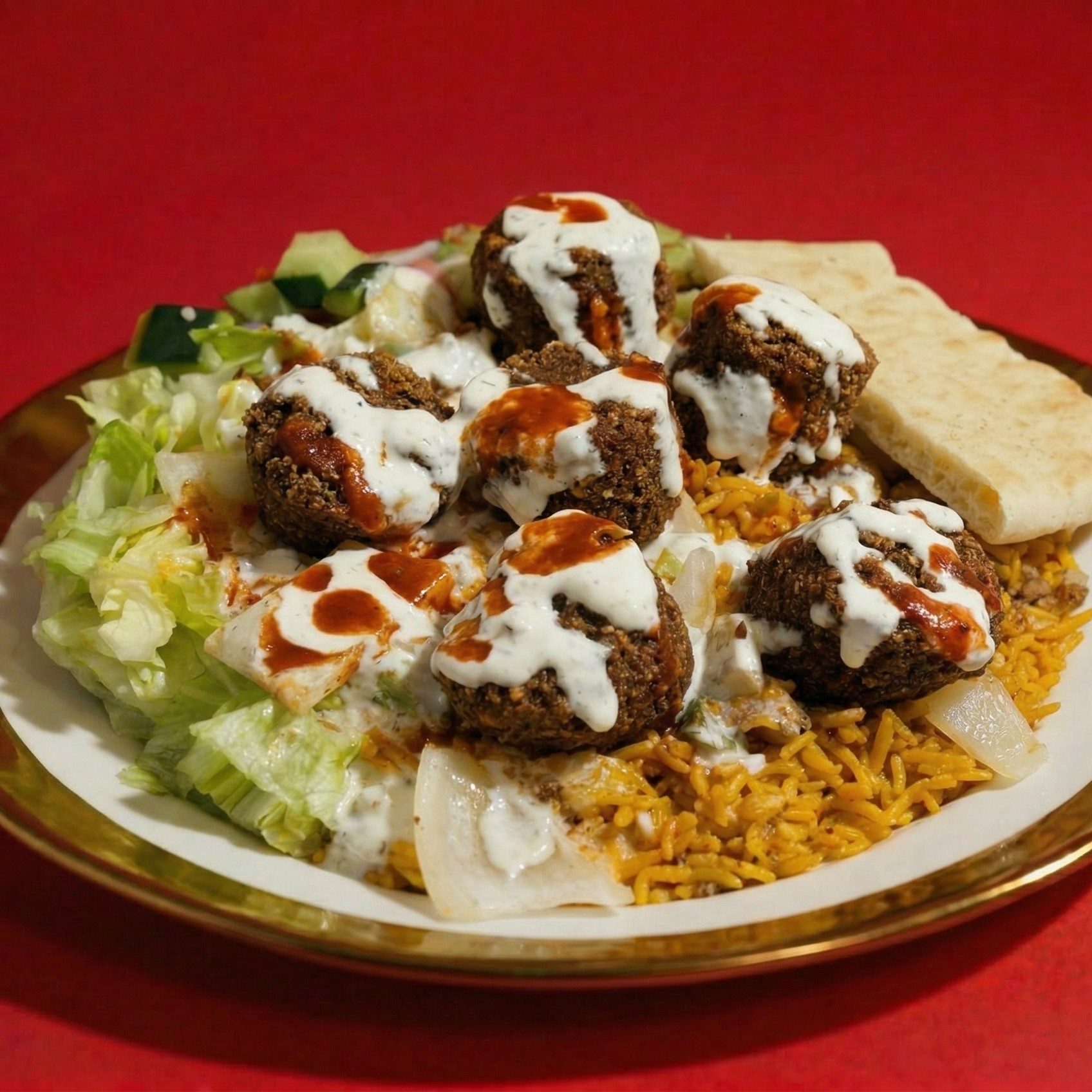 Falafel Over Rice.